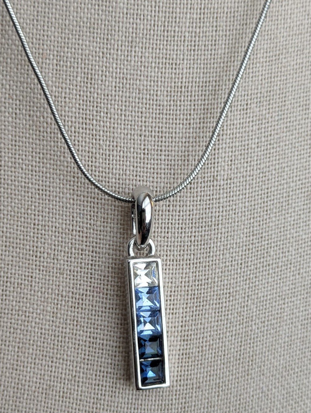 Lia Sophia Blue Ombre Crystal Pendant Necklace – Silver Tone | 16–19" Adjustable